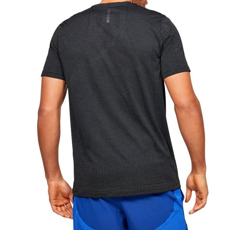 Men's Under Armour Rush Seamless Fitted Casual Sports Round Neck Breathable Short Sleeve Black 1351448-001