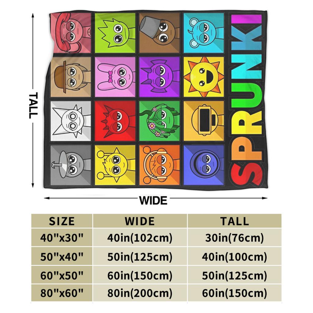 Sprunki Characters Game Blankets  Flannel Funny Breathable Throw Blanket for Home All Season