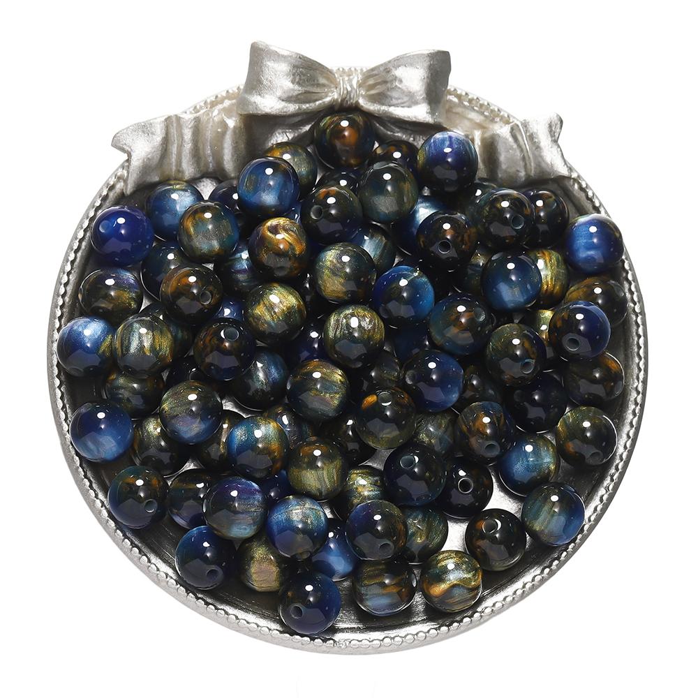 20-50pcs/lot Dark Color Mitation Cat Eye Round Resin Beads Bracelet Spacer Beads For DIY Charm Crafts Jewelry Making Findings