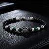 Men's 6mm Tiger Eye Beaded Bracelet with Stainless Steel Cross
