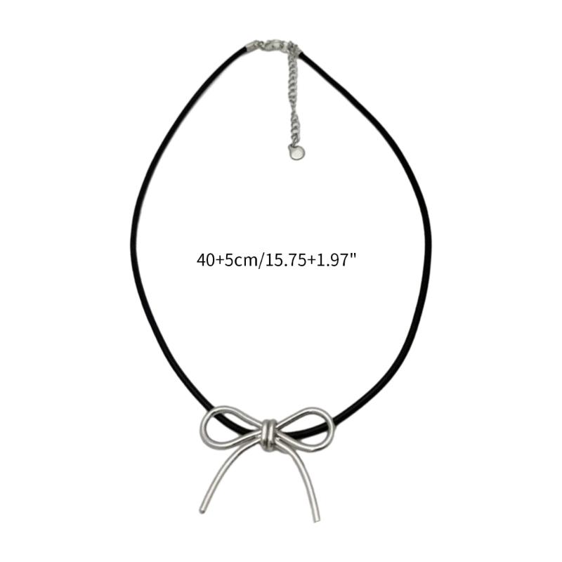 Bowknot Pendant Sweater Necklace Charm Women Girl Choker Summer Fashion Simple Geometric Clavicle Chain Party Jewelry