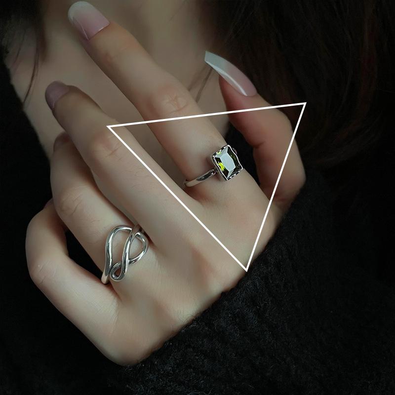 PANJBJ 925 Sterling Silver Line Rings Punk Vintage Charm Double Layer Geometric Nail Design New Party Accessories Gift Dropship