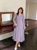 Plus Size Women's Elegant Suede Bell Sleeve Dress - Winter 2025 Collection