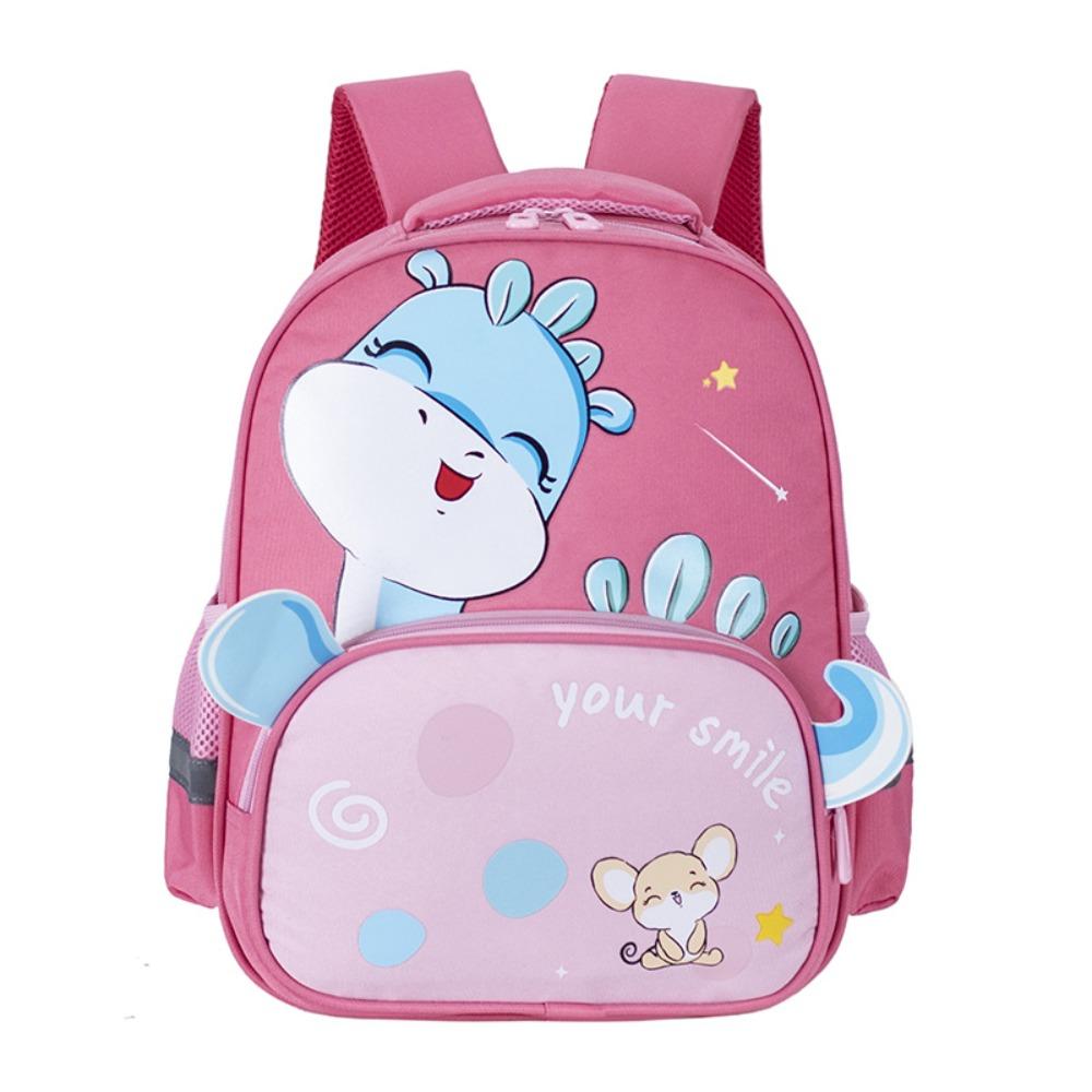 

New Large Capacity School Bag Lightweight Kindergarten Cartoon Bag Dinosaur Oxford Simple Schoolbag Kindergarten рожевий червоний колір