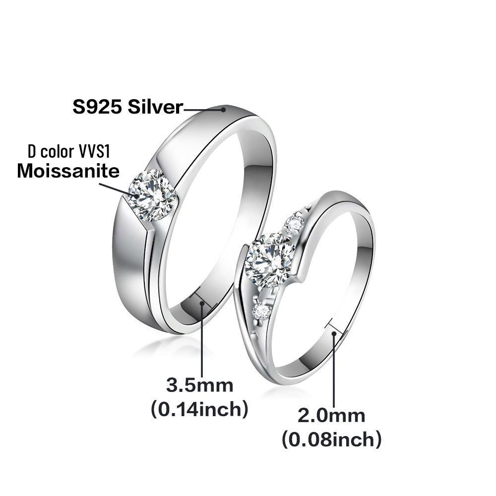 925 Sterling Silver Couple Rings – High-End, Simple, Versatile Gift for Friends, Male & Female