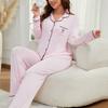 Pajama Women's Autumn and Winter Cardigan, Long-sleeved Shirt and Long Pants Two-piece Home Wear