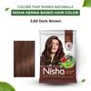 Nisha Tinta per Capelli Castano Scuro per Donne 25g x Confezione da 10 | Polvere Erboristica a Base di Henné | Tinta per Capelli a Lunga Tenuta, Senza Ammoniaca