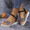 Fashion Slope Heel Thick Sole Sandals for Women's Summer 2024 New Fashionable and Versatile Trendy Internet Famous Roman Shoes