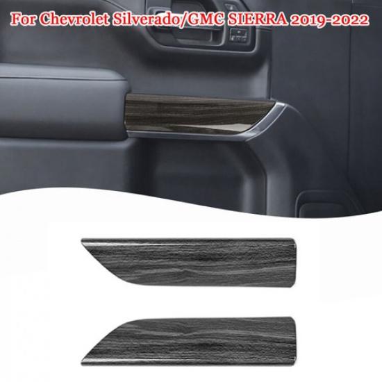 Inner Front Door Black Panel Trim For Silverado Sierra - 2DR Wood Grain