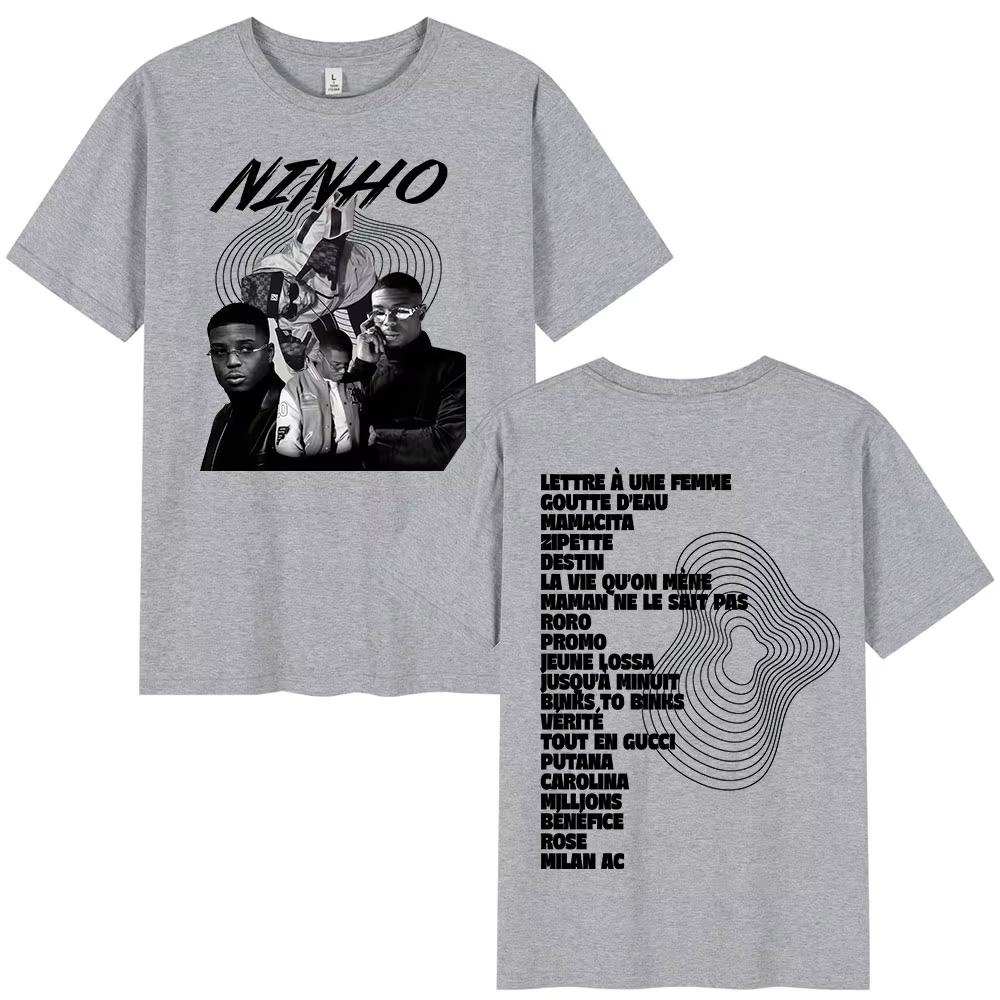 Rapper Ninho album graphics 100Cotton music Tshirt Men 2026 New Summer Hip hop unisex ventilate Short sleeve shirt fan gifts
