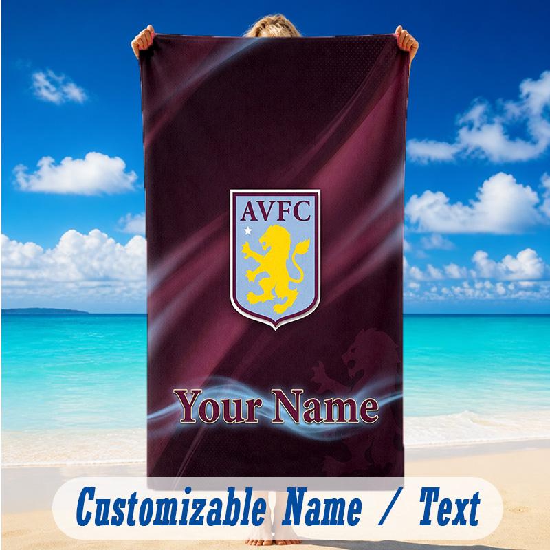 Beach Towel Custom Name Text, Quick Dry Large Towel For Beach HomeAston Villa
