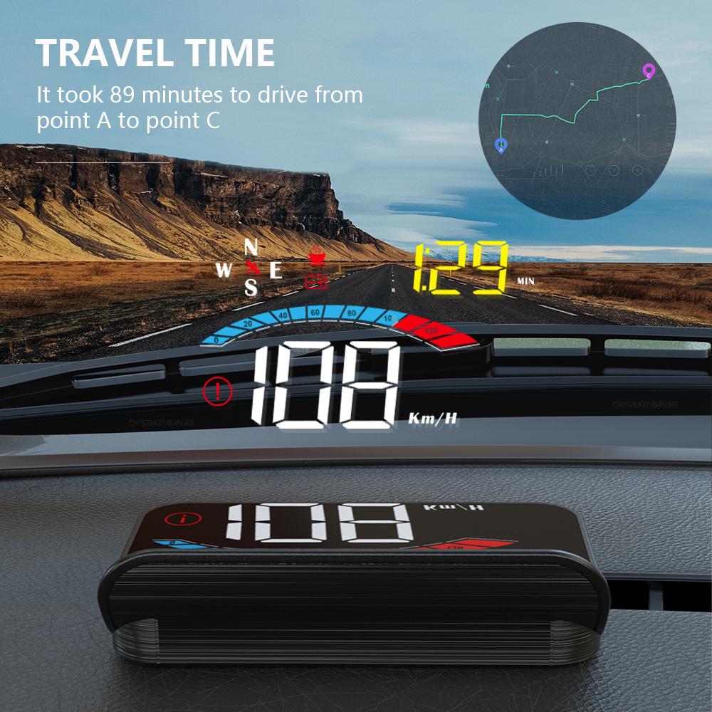 ZQKJ HUD M16 GPS Für Alle Autos Head-Up Display Projektion Tachometer Digitalprojektor Geschwindigkeit Spannung Fahrstrecke Höhe