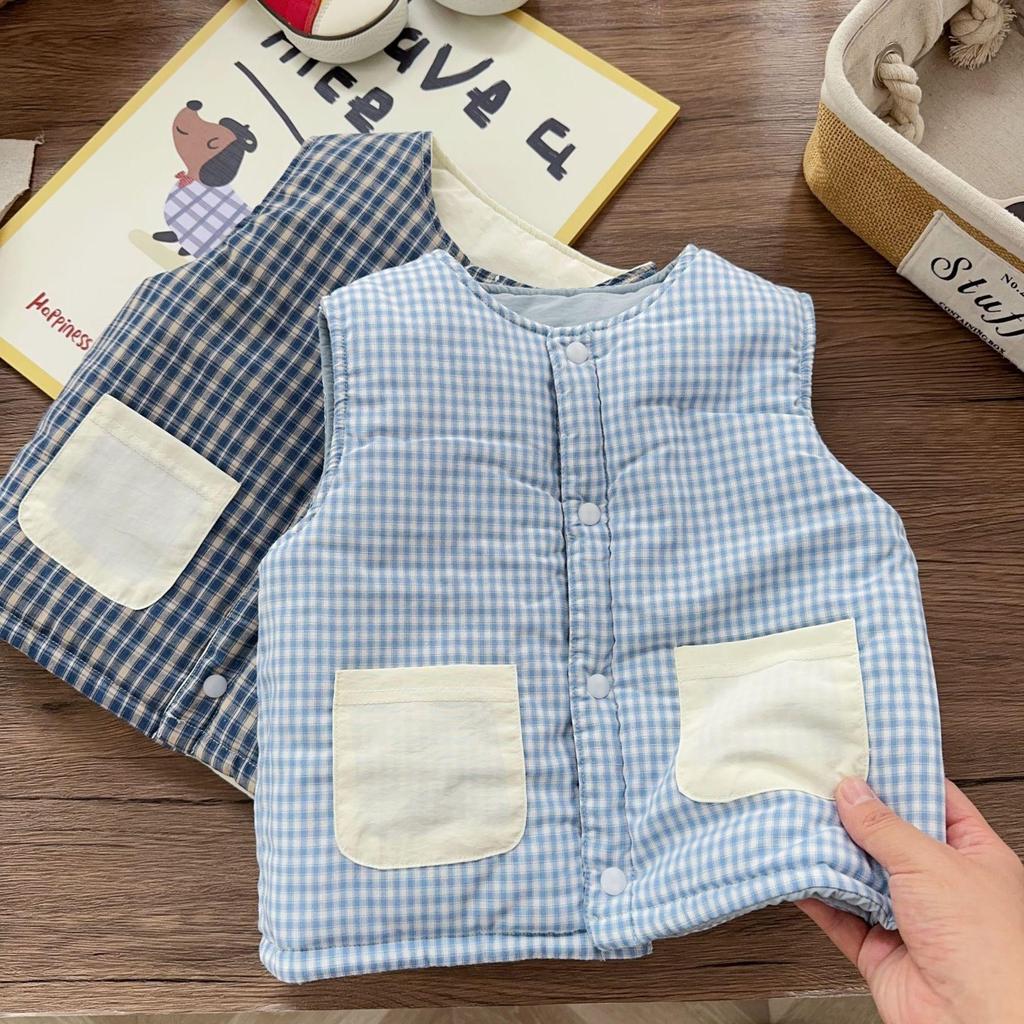 2025 Autumn/Winter Kids' Fleece-Lined Warm Vest for Boys, New Style