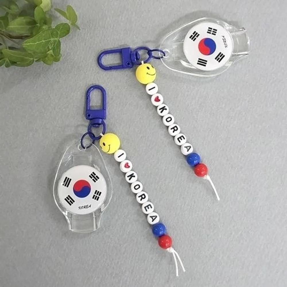 2 Pieces) Korean Flag Whistle Woongwon Keyring Accessory Bag Hanger Group Cheering Tool Sports Day Athletic Meet Gift for Foreigners
