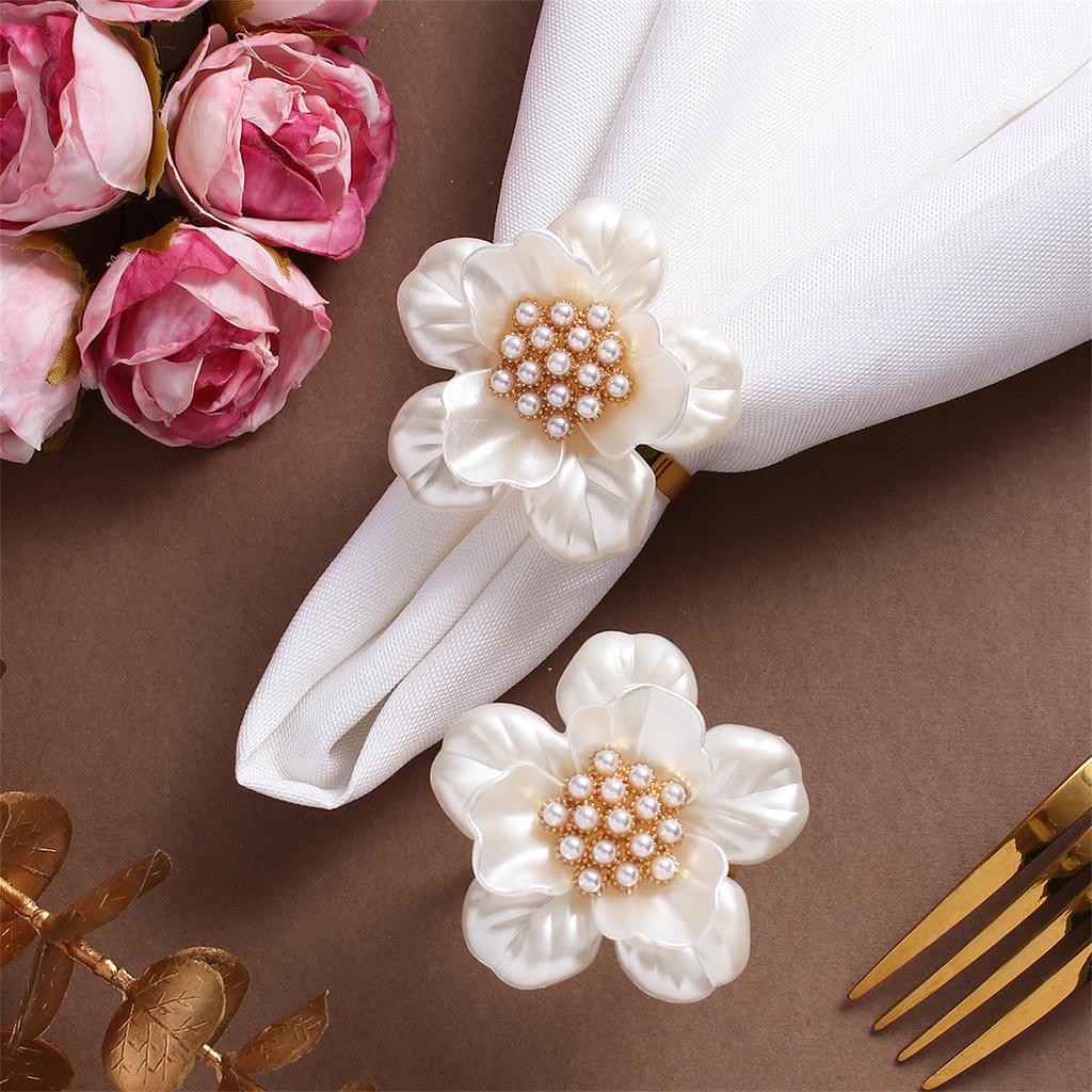 Flower Shaped Napkin Rings Set of 6 Decorative Table Setting Accessories for Home Wedding Party Events Dinner Decor