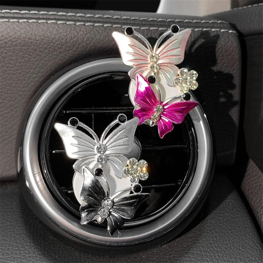 Butterfly Car Accessories, Cute Air Freshener, Air Vent Clip Conditioning Outlet Clip Car Air Freshener, Bling Car Accessories for Women