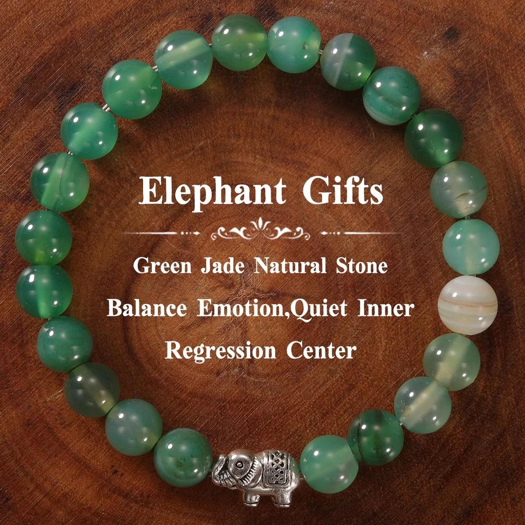 Cute Elephant Girl Gifts For Women Natural Jade Bracelets Bangles Thanksgiving Day Birthday Gift Friend
