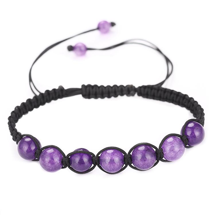 Burst Hand-Woven Amethyst Round Bead Shambhala Bracelet Bracelet