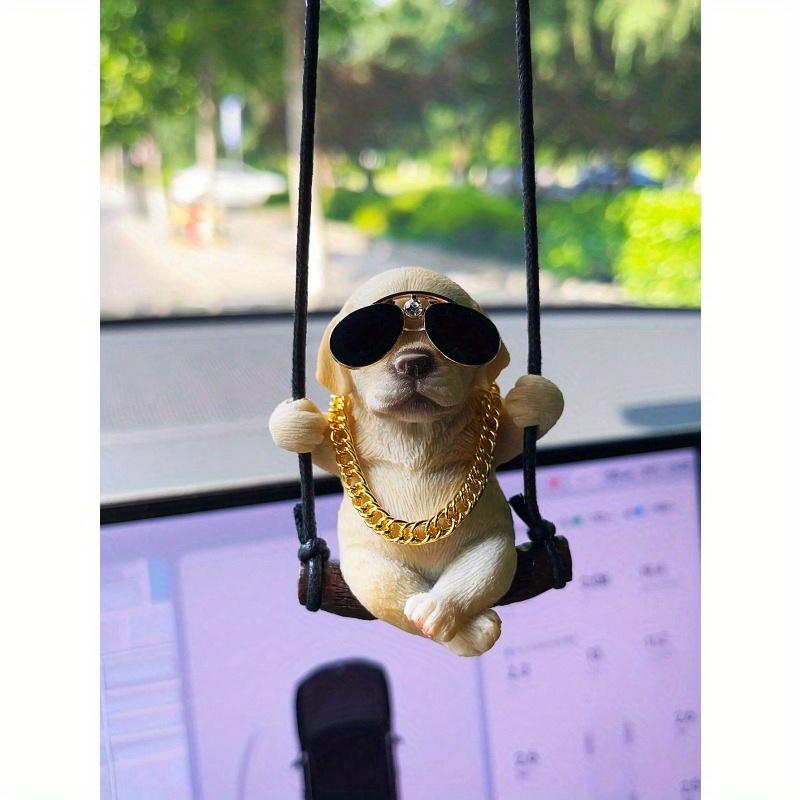 Cute Swinging Labrador Retriever Pet Dog Car Rear View Mirror Hanging Decor, Car Interior Accessory