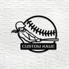 Baseball Metal Sign Custom Surname Decor Garden Porch Wall Art Gift