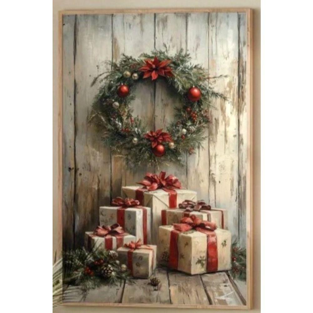 Vintage Christmas Metal Wall Decoration, Holiday Sticker Sign