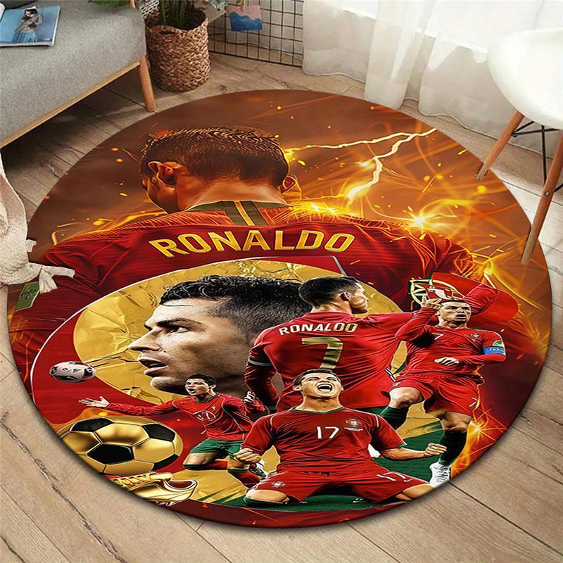 Cristiano Ronaldo Round Area Rug,Carpet Rug for Living Room Bedroom Sofa Playroom Decor,Non-slip Floor Mat