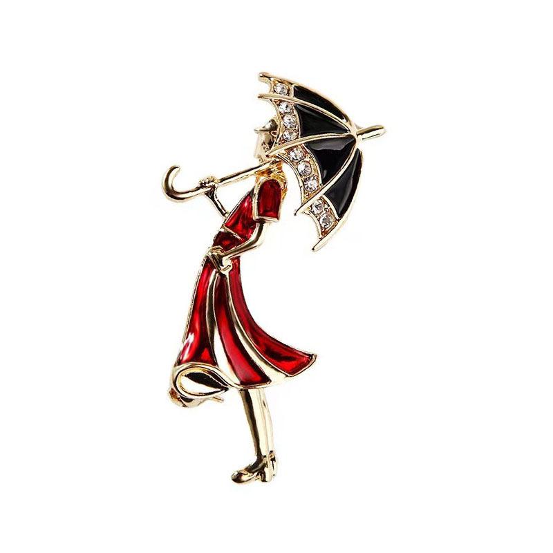 Umbrella Modern Girl Brooch Cartoon Simple Drip Corsage Creative Versatile Pin Clothing Accessories