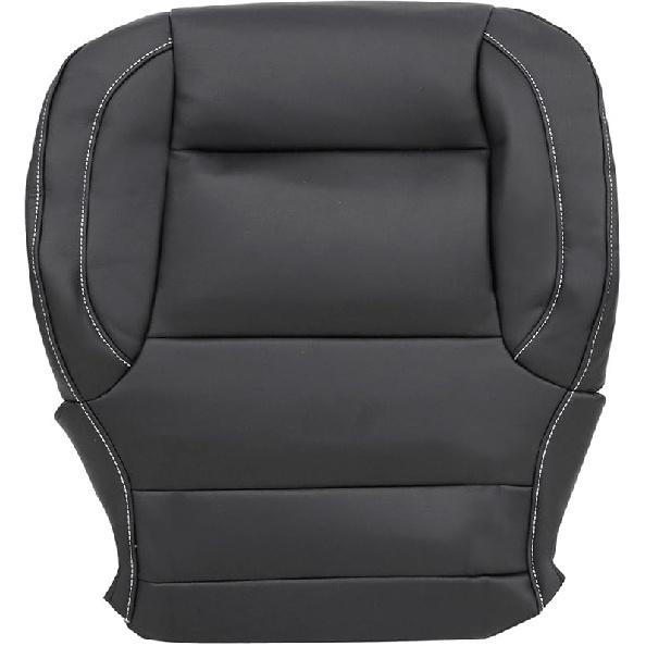 SecosAutoparts Driver Or Passenger Bottom Non-Perforated Leather Seat Cover Black Compatible With Chevy Silverado 1500 2500HD 3500HD Compatible With
