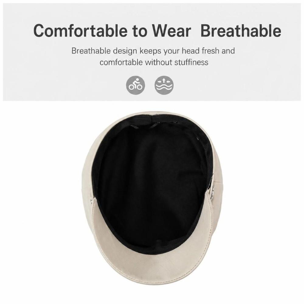 Adjustable Strap PU Leather Beret Hat PU Leather Flat Top Beret Hat  For Women Ladies