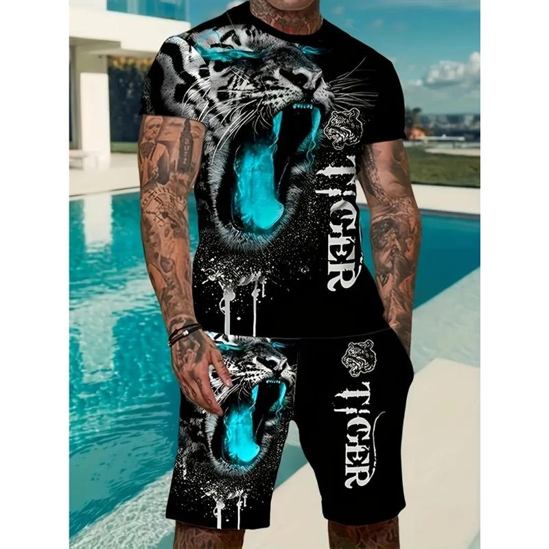 

Летняя мужская спортивная одежда с принтом льва, модная, удобная, свободного кроя, повседневная 6XL