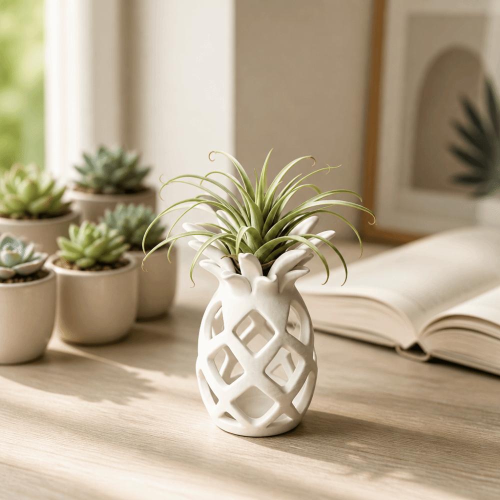 3D Printed Pineapple Sculpture Geometric Design Desktop Ornaments Hollow Flower Pot Fruit Shape Pineapple Flowerpot Living Room