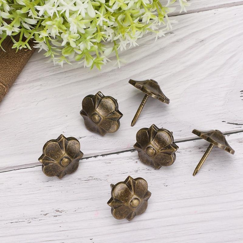 20Pcs Sofa Bubble Nail Vintage Thicken 4-Leaf Clover Pattern Decorative Fasteners 20 X 22mm