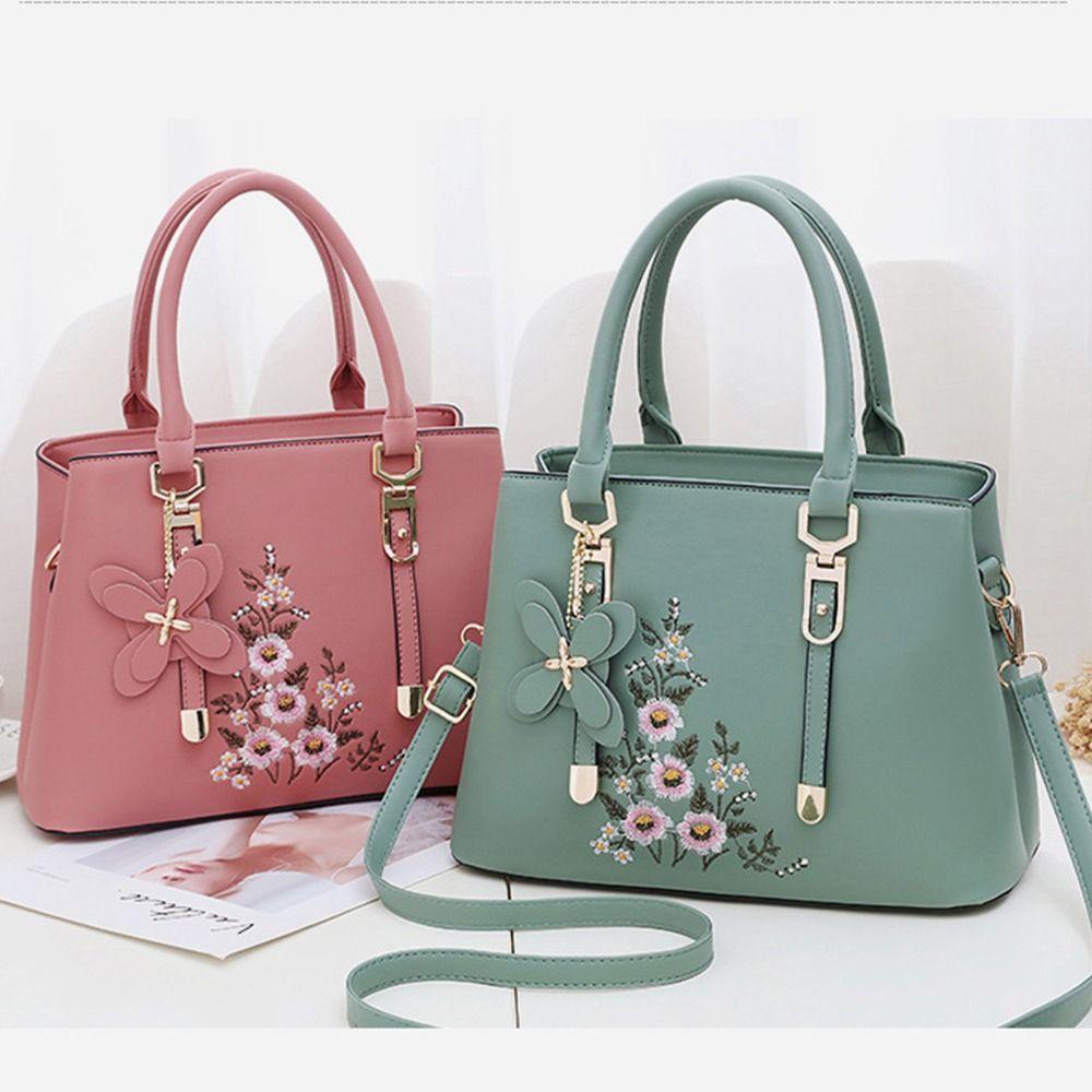 Fashion PU Leather Shoulder Bags Solid Color Large Capacity Ladies Handbags with Pendant Female Messenger Bag