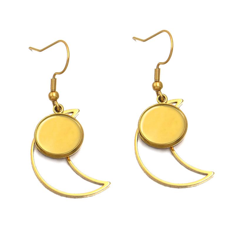 10 Styles Stainless Steel 12mm Time Gem Base Geometric Irregular Earring Hook Pendant