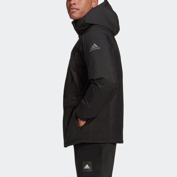 Adidas Warm Outdoor Sports Zip-Up Hooded Down Jacket Men Jackets Black GK0667