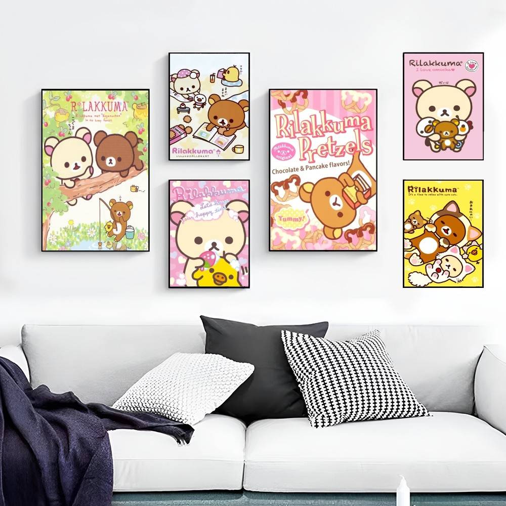 Japan Anime Cute Cartoon Rilakkuma Classic Vintage Posters Decoracion Painting Wall Art White Kraft Paper Kawaii Room Decor