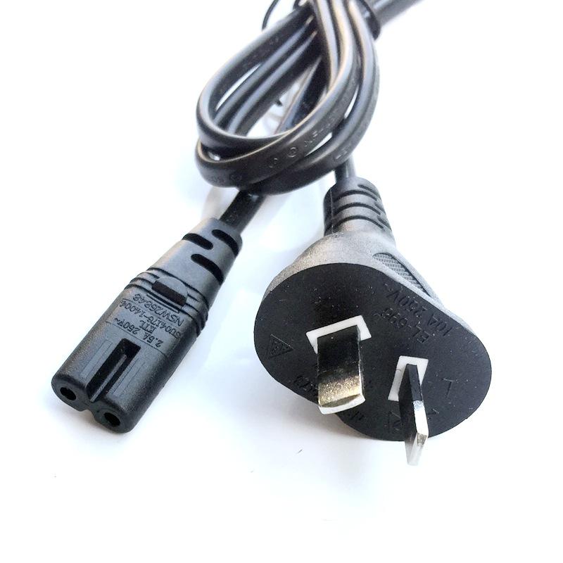 SAA Australian 2-Pin Right-Angle 8-Shaped 2-Core 0.75mm² Power Cord In Stock