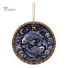 Halloween Decorative Pendant 2D Flat Pearl Painting Ornament, Double Sided Zodiac Theme Hanging Gem Home Ornament Art Craft, Rhinestone Beads Pattern