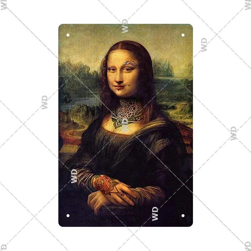 Vintage Mona Lisa Metal Tin Sign Retro Wall Art Home Decor Bar Pub Man Cave Gift