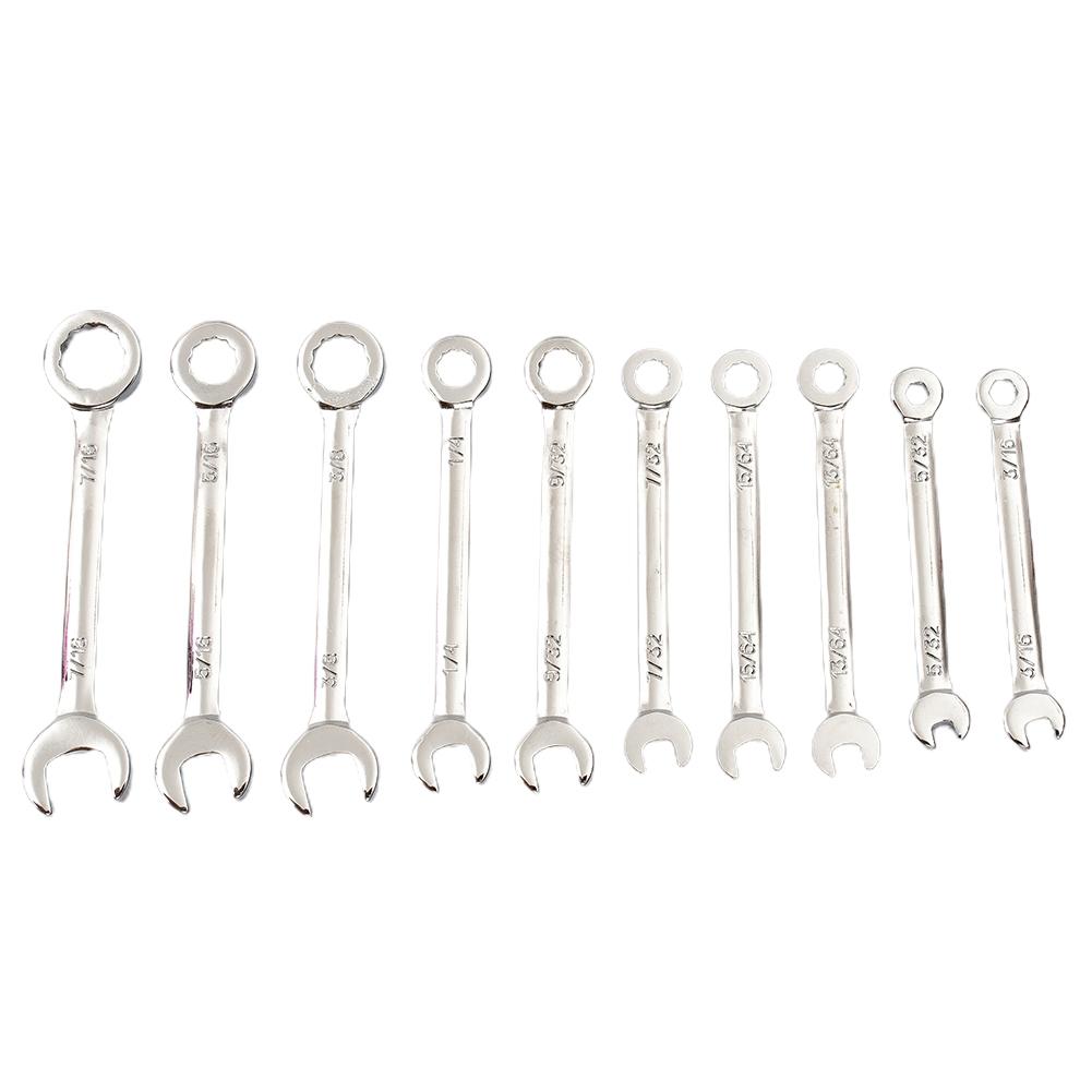 Precision Craftsmanship 10pcs Combination Spanner Set with Metric/SAE Wrenches