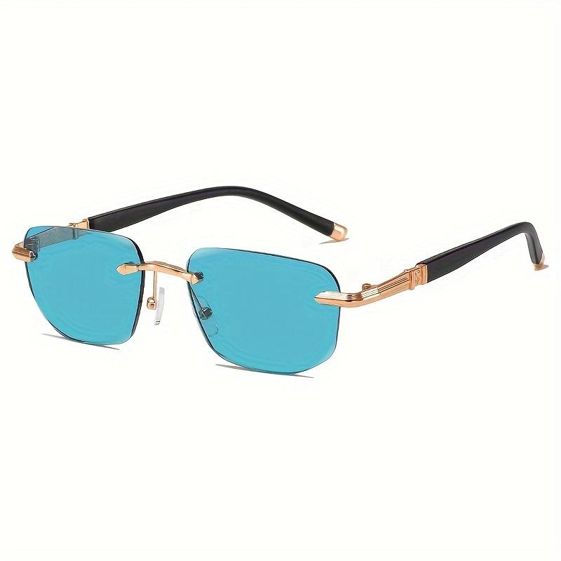 

Cut Edge Rimless Reading Glasses Dark Blue Reading Lens Alloy Carving Craft Sunscreen Reading Glasses 150 синий