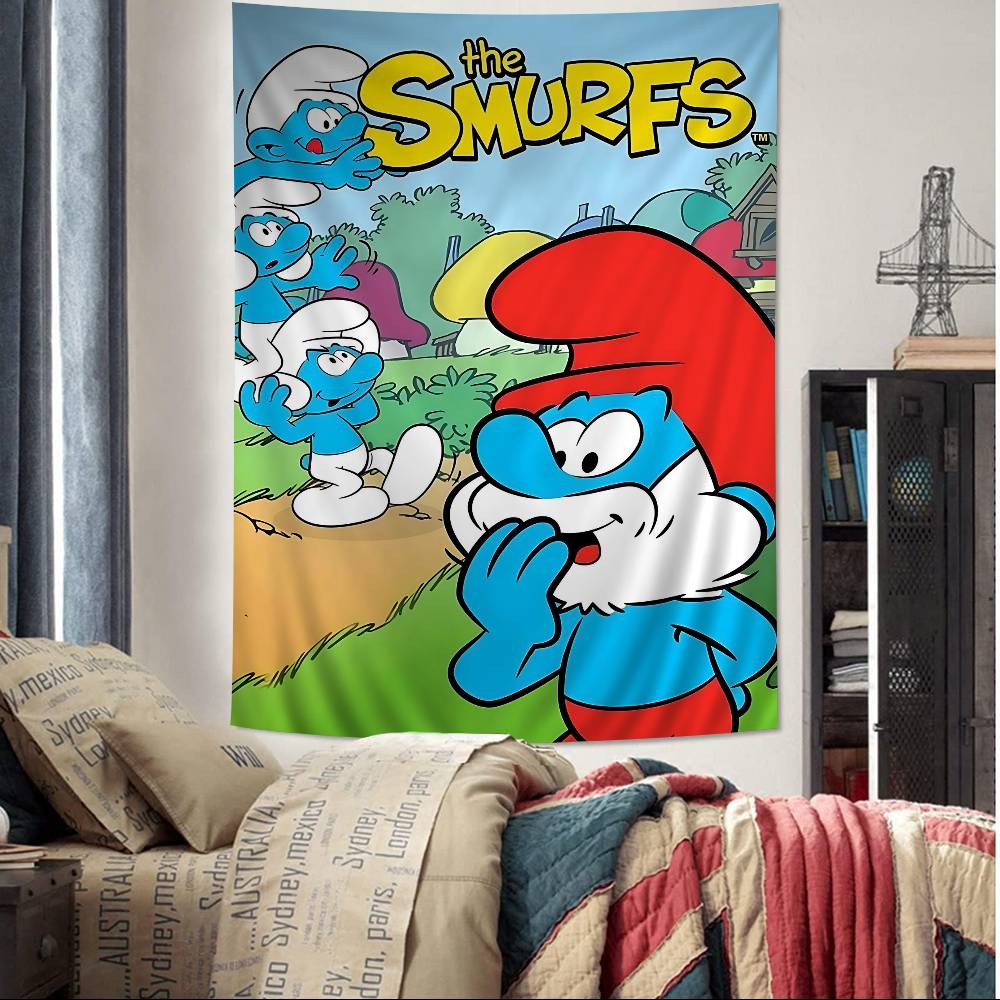 Cartoon SSmurfs Colorful Tapestry Wall Hanging Hanging Tarot Hippie Wall Rugs Dorm Wall Art Decor