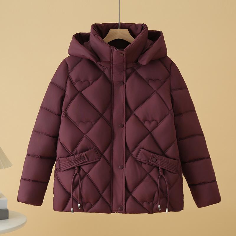 

Winter 2025 Hooded Cotton Jacket for Moms - Zip Pockets, Loose Short Fit 4XL (135-150) красный
