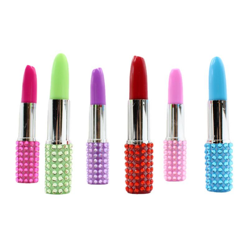 Korean-Style Rhinestone Lipstick Ballpoint Pen & Lip Balm Gift