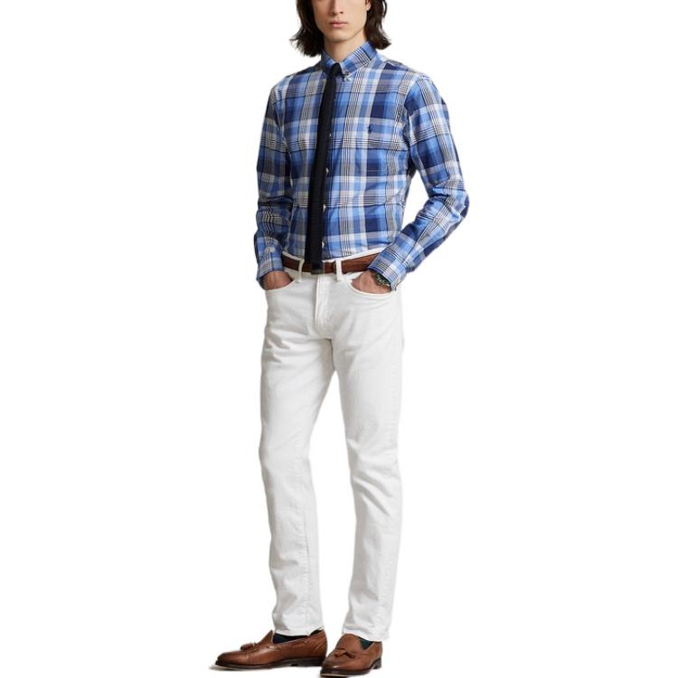 Polo Ralph Lauren SS22 Plaid Button-Down Slim Fit Long Sleeve Shirt Men Shirts Blue MNPOWOV16822346