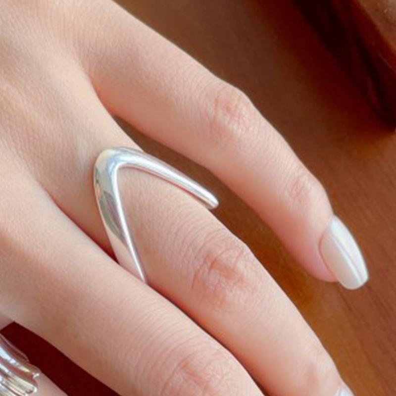 Panjbj Copper Wide Smooth Ring For Women Girl Irregular Simple Fashion Adjustable Jewelry Gift Dropshipping