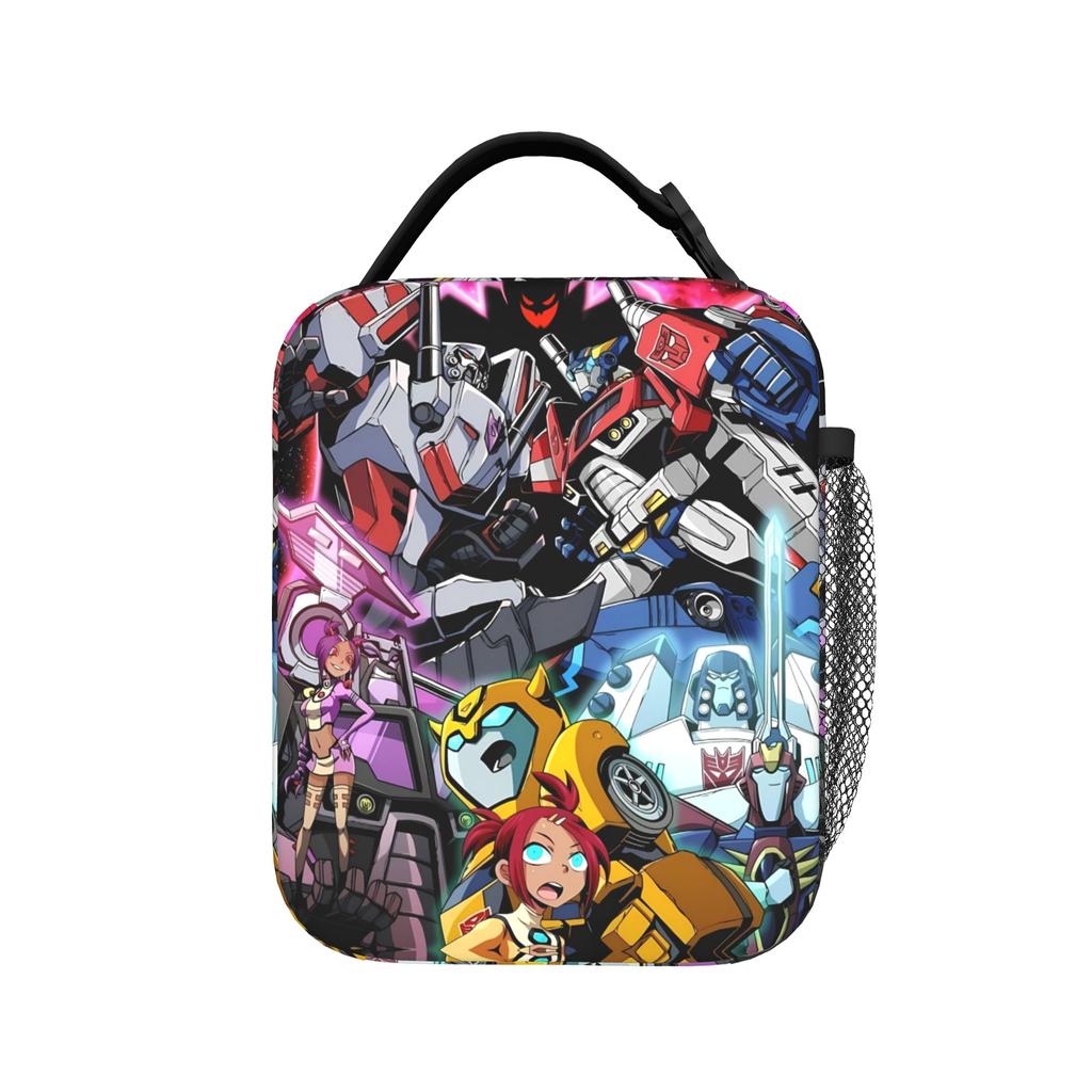 Lunch Bag Transformered Cartoon School Lunch Box For Unisex Casual Portable Zipper Graphic Thermal Tote Handbags