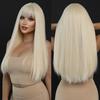 Long Straight Light Blonde Wig For Women Daily Party Highlight Brown Synthetic Layered Hair Wigs With Bangs Halloween Cosplay