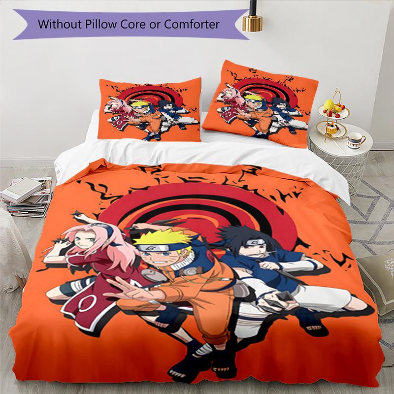 3pcs NARUTO (2) Design Cover Set - HD Printed Bedding with 1 Cover and 2 Pillowcases - Perfect for Home and Dorm Decor