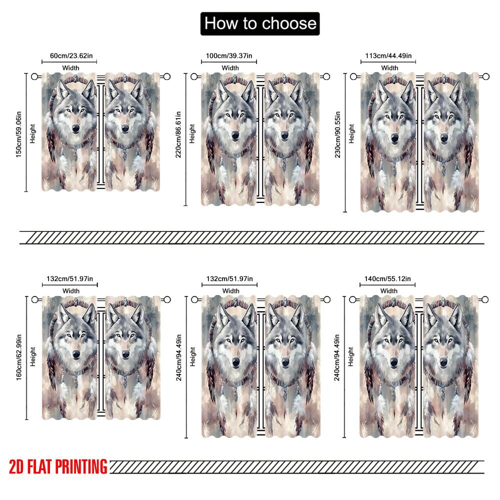 2 db, 2D síknyomtatás Mintás Függönyök Farkasok Álomfonó Sokoldalú Tartós Poliészter (rúd nélkül) Lakásdekoráció Használat Nappaliba